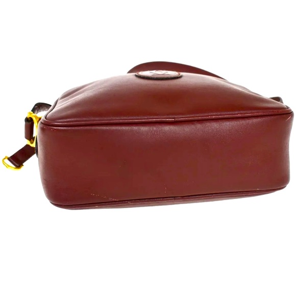 MUST DE CARTIER 2C Logo Shoulder Bag Leather Bordeaux Gold-Plated made in Italy - Picture 5 of 13